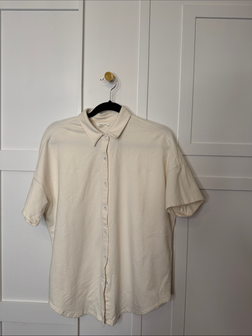 rag & bone Cream Short-Sleeve Button-Down Shirt